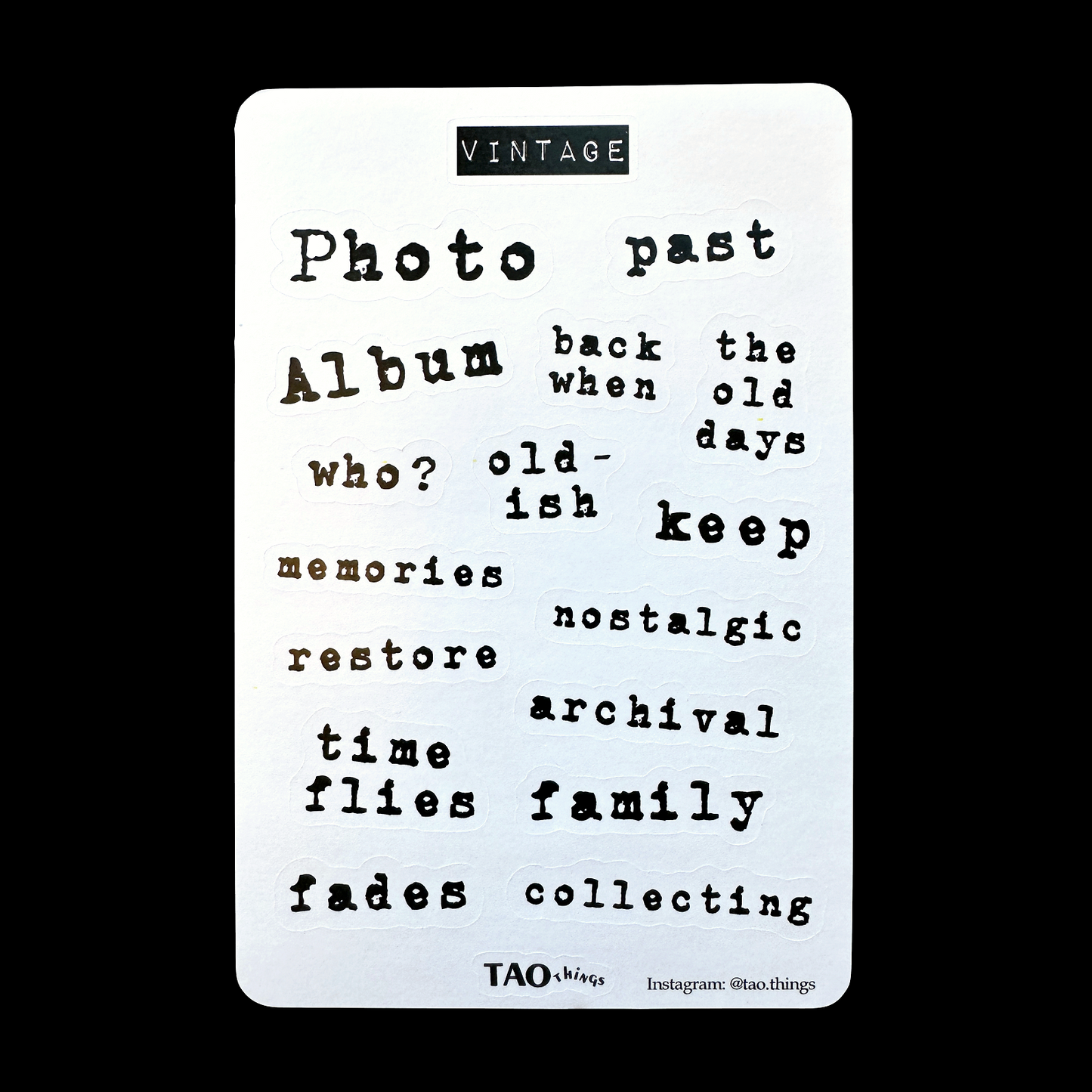 Now & Then / Vintage - sticker sheets by TAOthings Studio