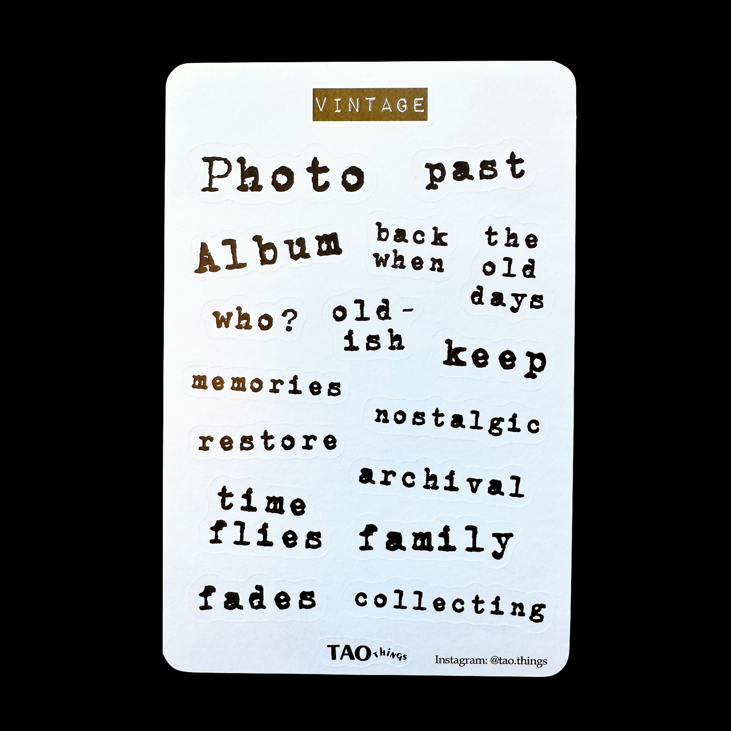 Now & Then / Vintage - sticker sheets by TAOthings Studio