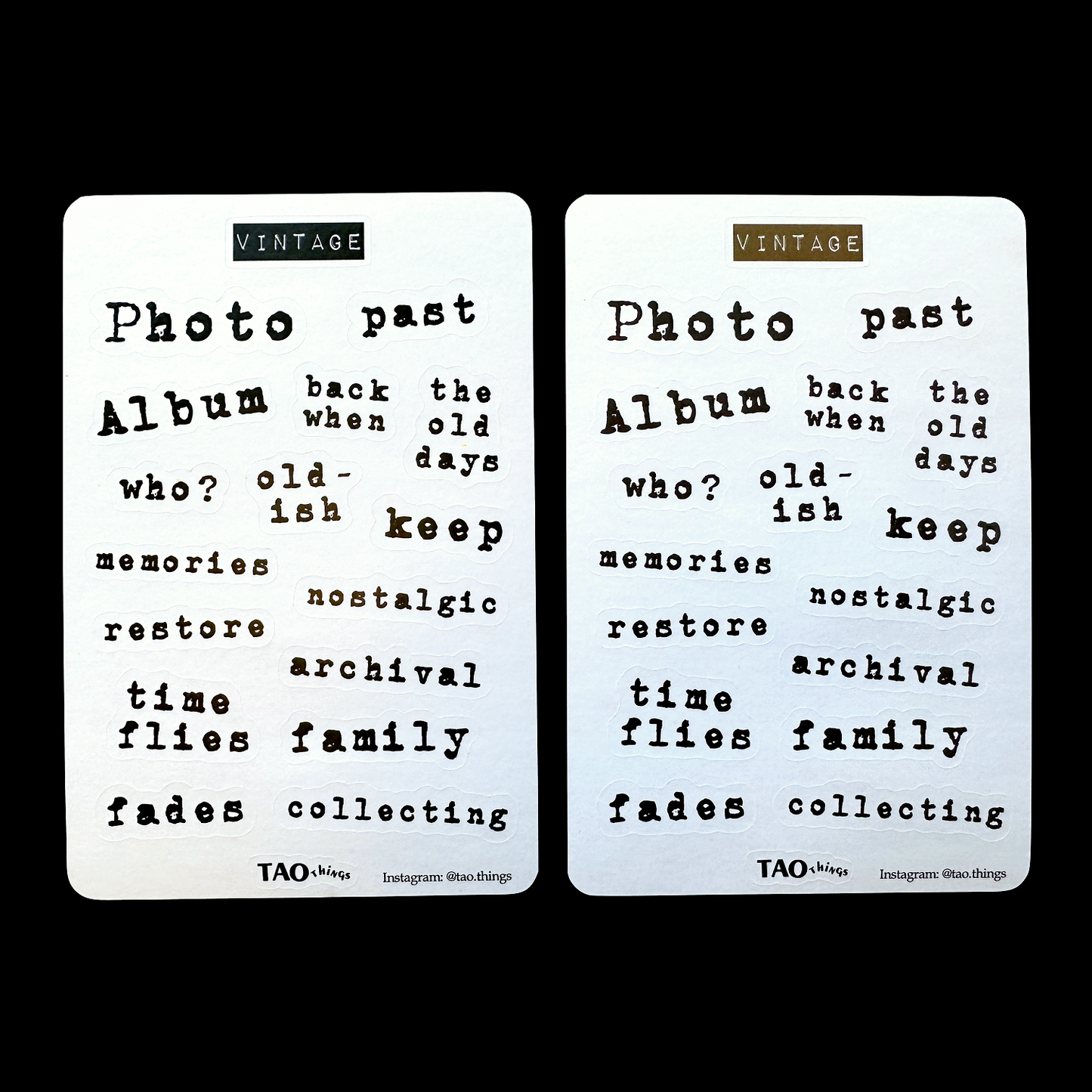 Now & Then / Vintage - sticker sheets by TAOthings Studio