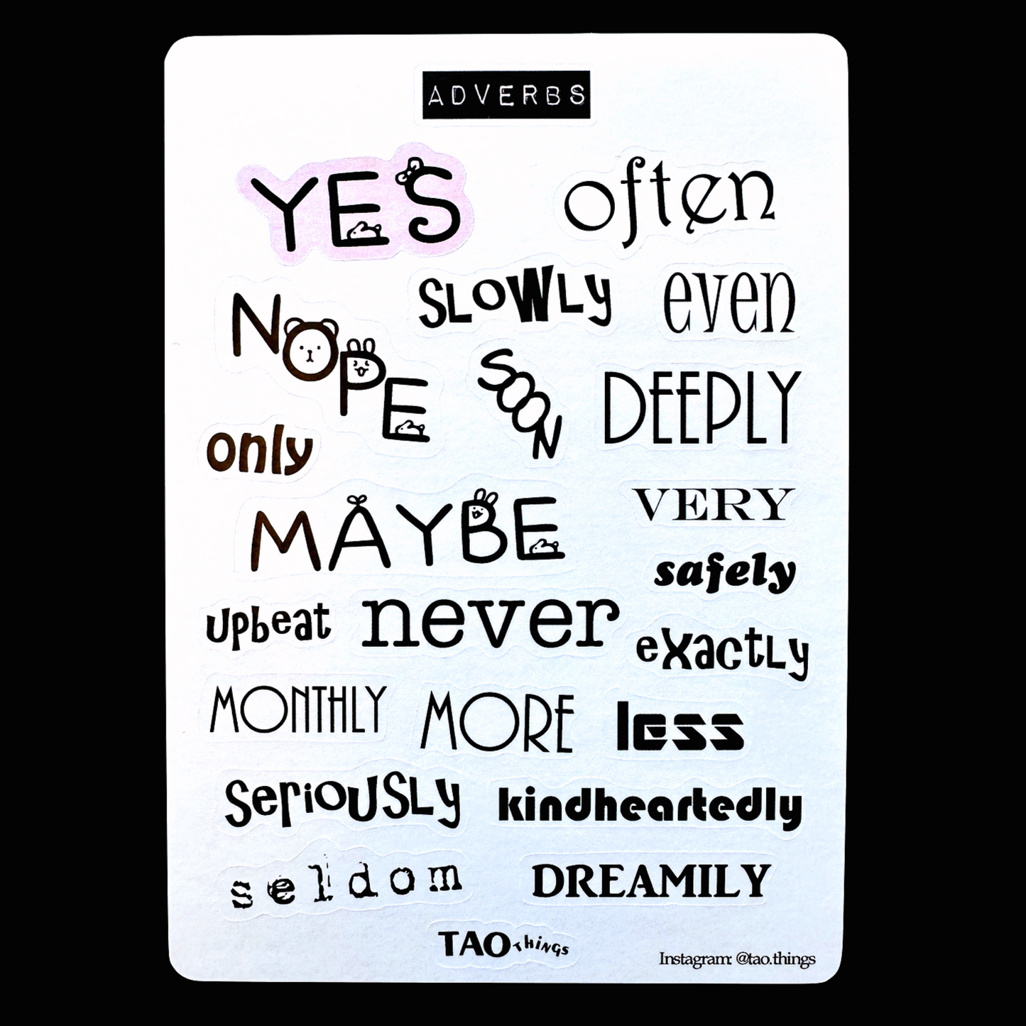 Adverbs - sticker sheet by TAOthings Studio