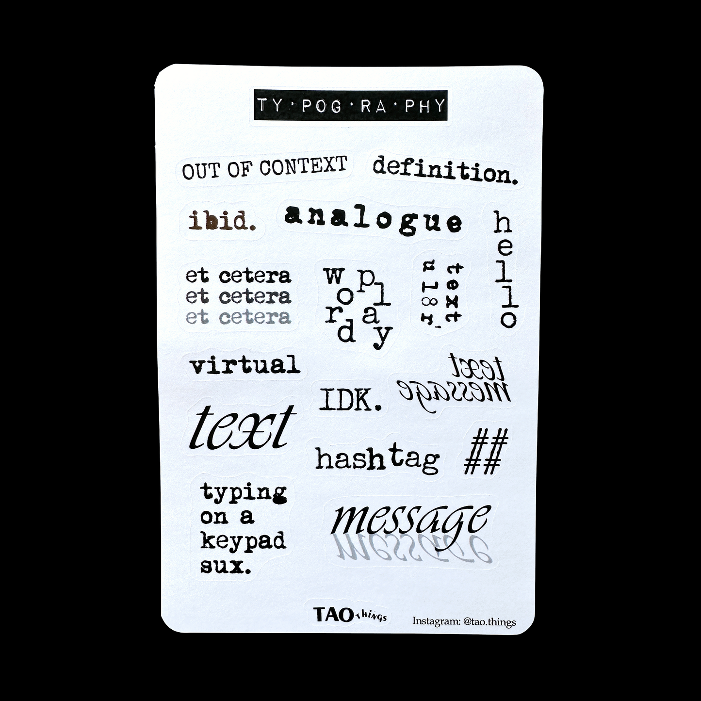 Typography - sticker sheet by TAOthings Studio