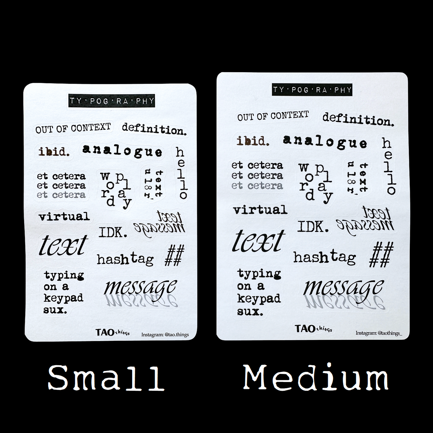 Typography - sticker sheet by TAOthings Studio