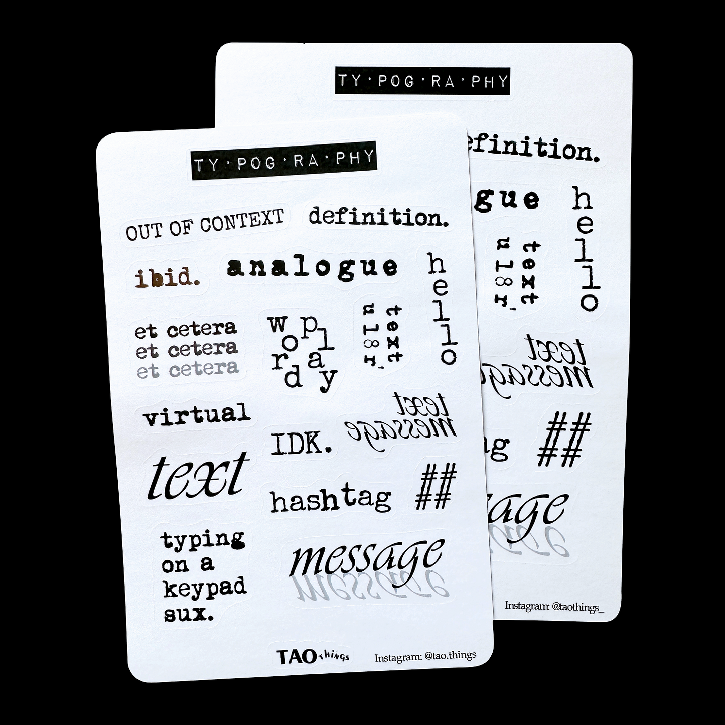 Typography - sticker sheet by TAOthings Studio