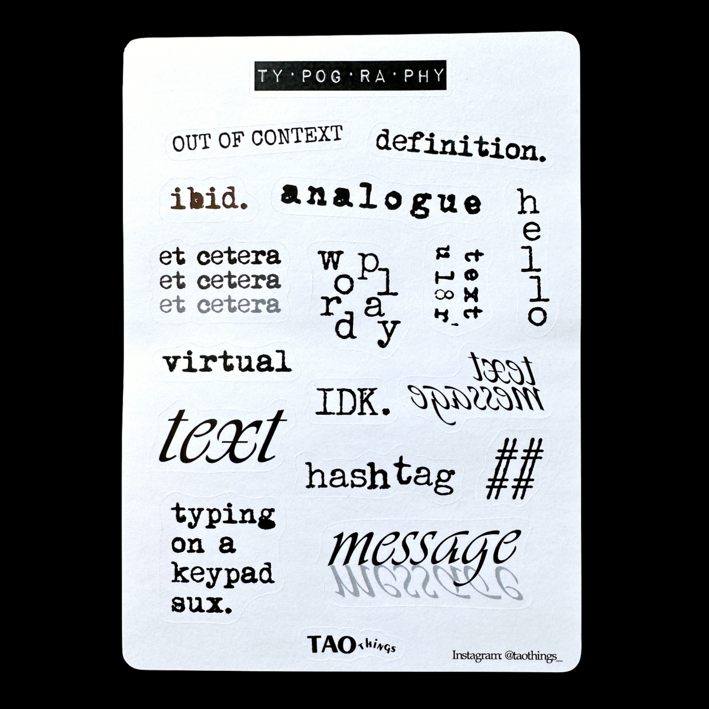 Typography - sticker sheet by TAOthings Studio
