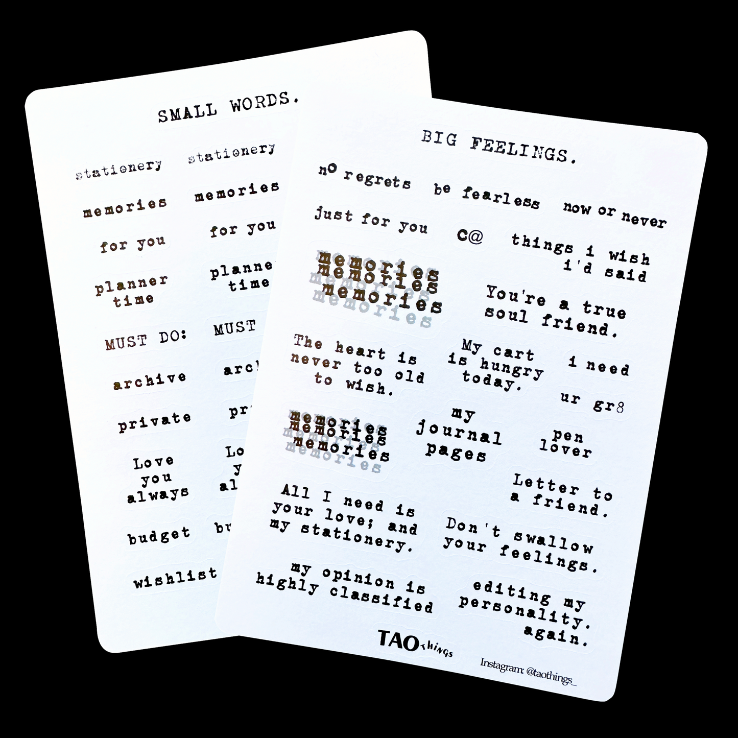 Small Words, Big Feelings - sticker sheets by TAOthings Studio