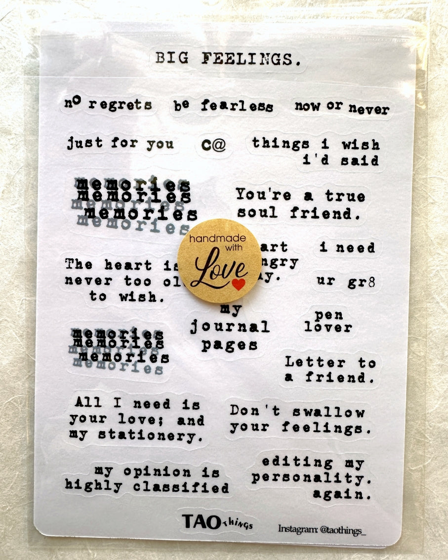 Small Words, Big Feelings - sticker sheets by TAOthings Studio