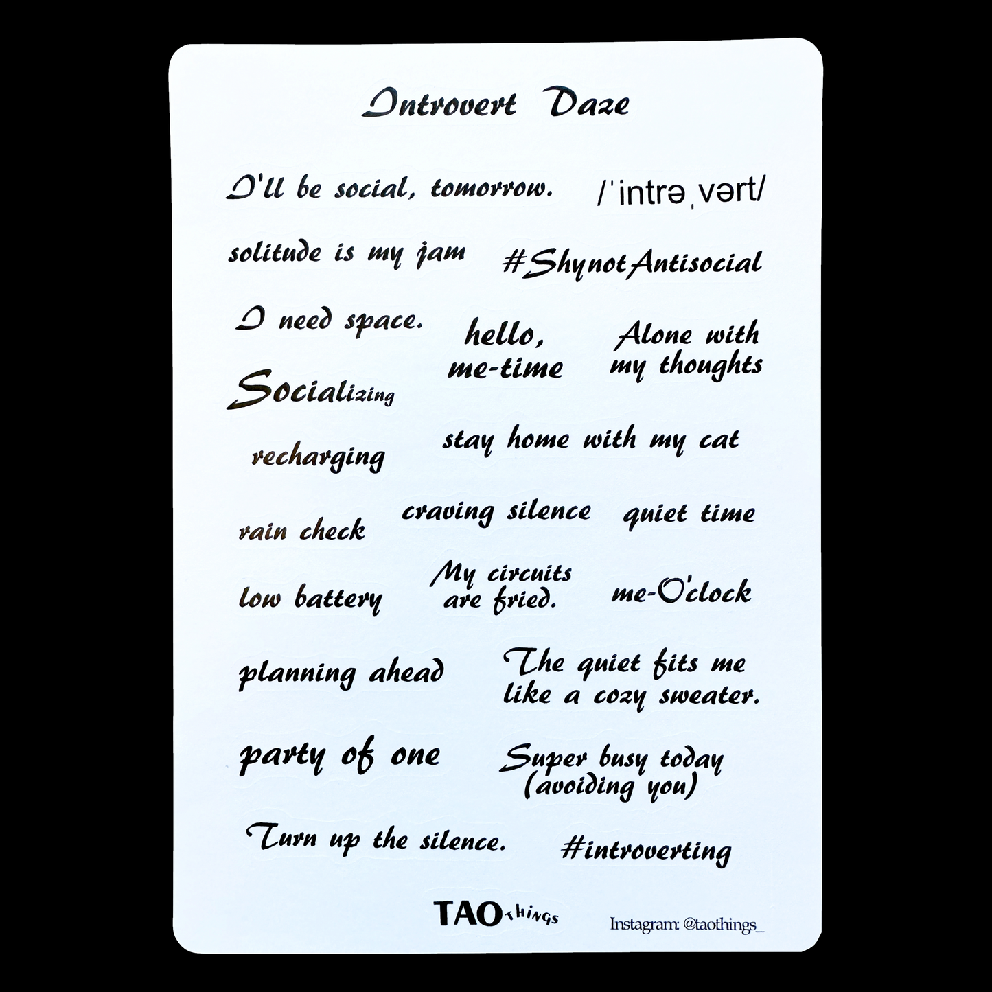 Introvert Daze - sticker sheet by TAOthings Studio