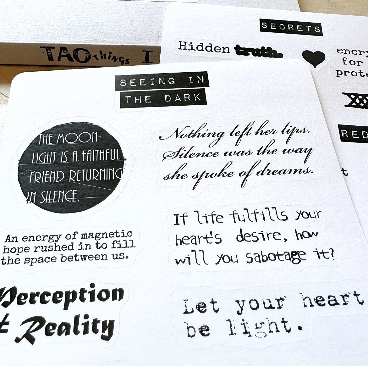 Seeing in the Dark / Secrets - sticker sheets by TAOthings Studio