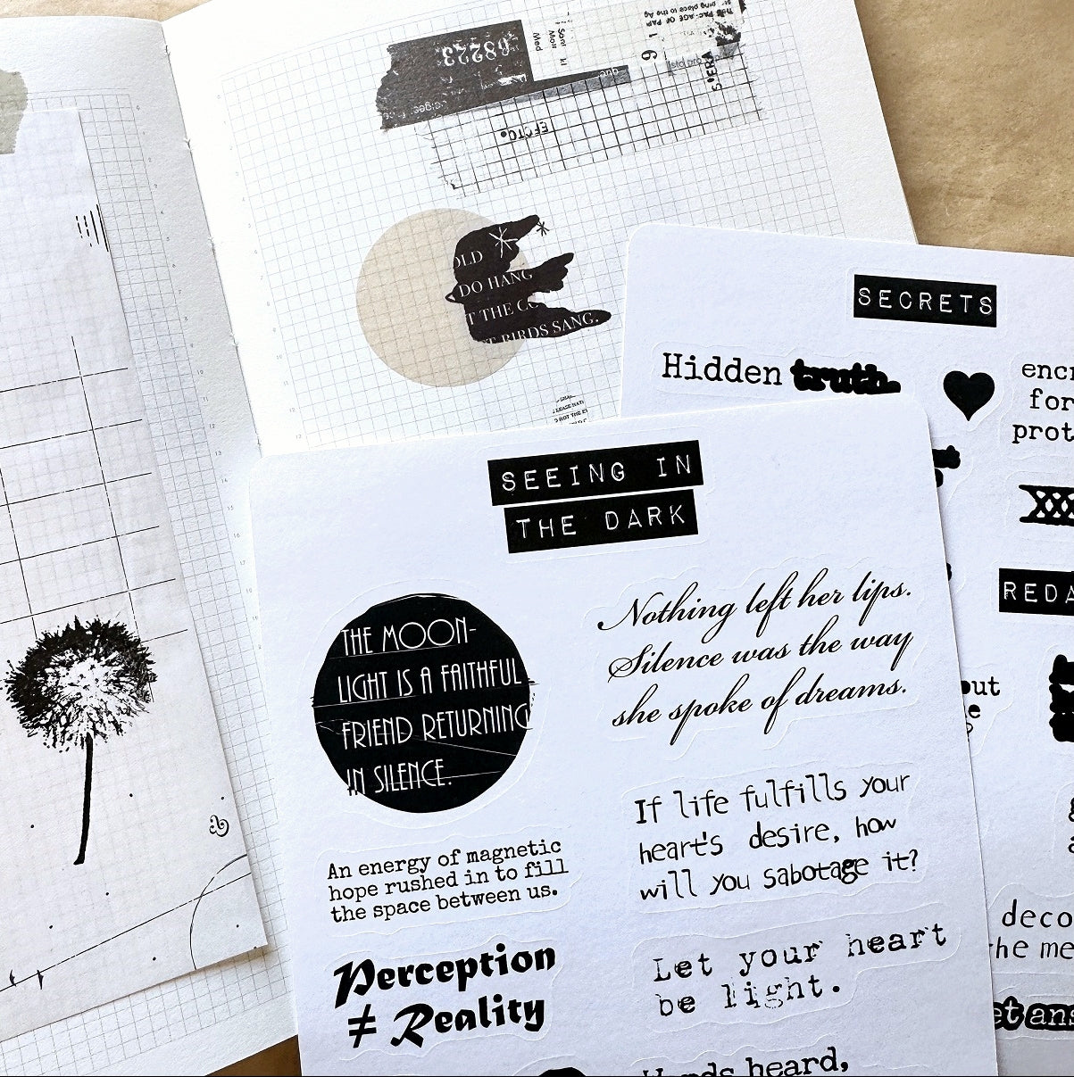Seeing in the Dark / Secrets - sticker sheets by TAOthings Studio