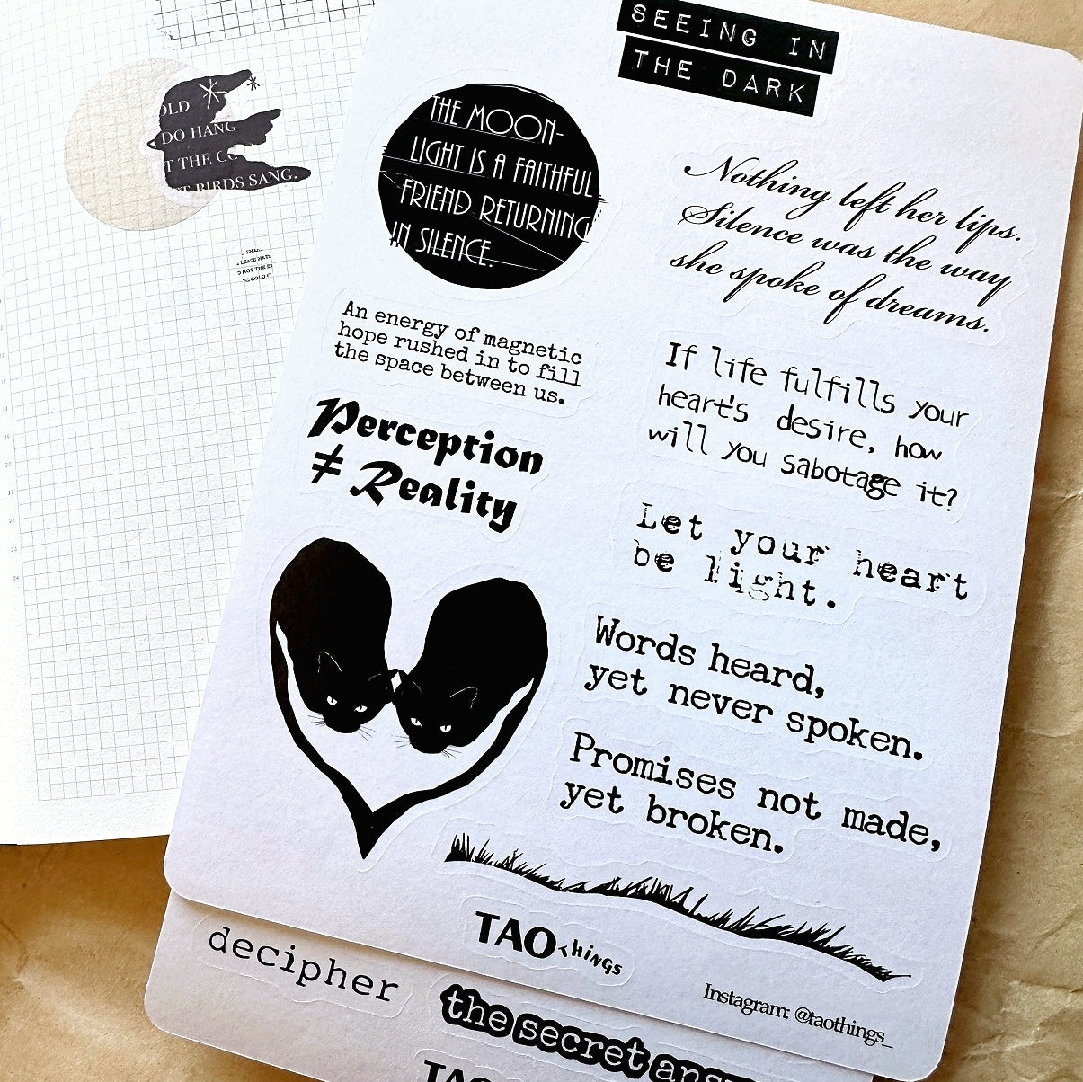 Seeing in the Dark / Secrets - sticker sheets by TAOthings Studio