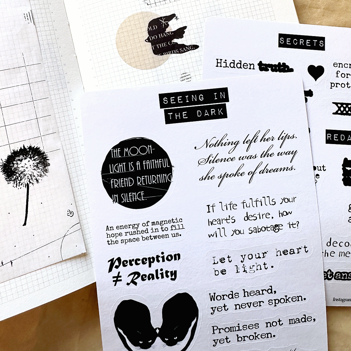 Seeing in the Dark / Secrets - sticker sheets by TAOthings Studio