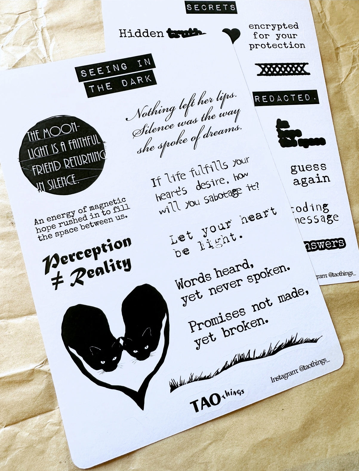 Seeing in the Dark / Secrets - sticker sheets by TAOthings Studio