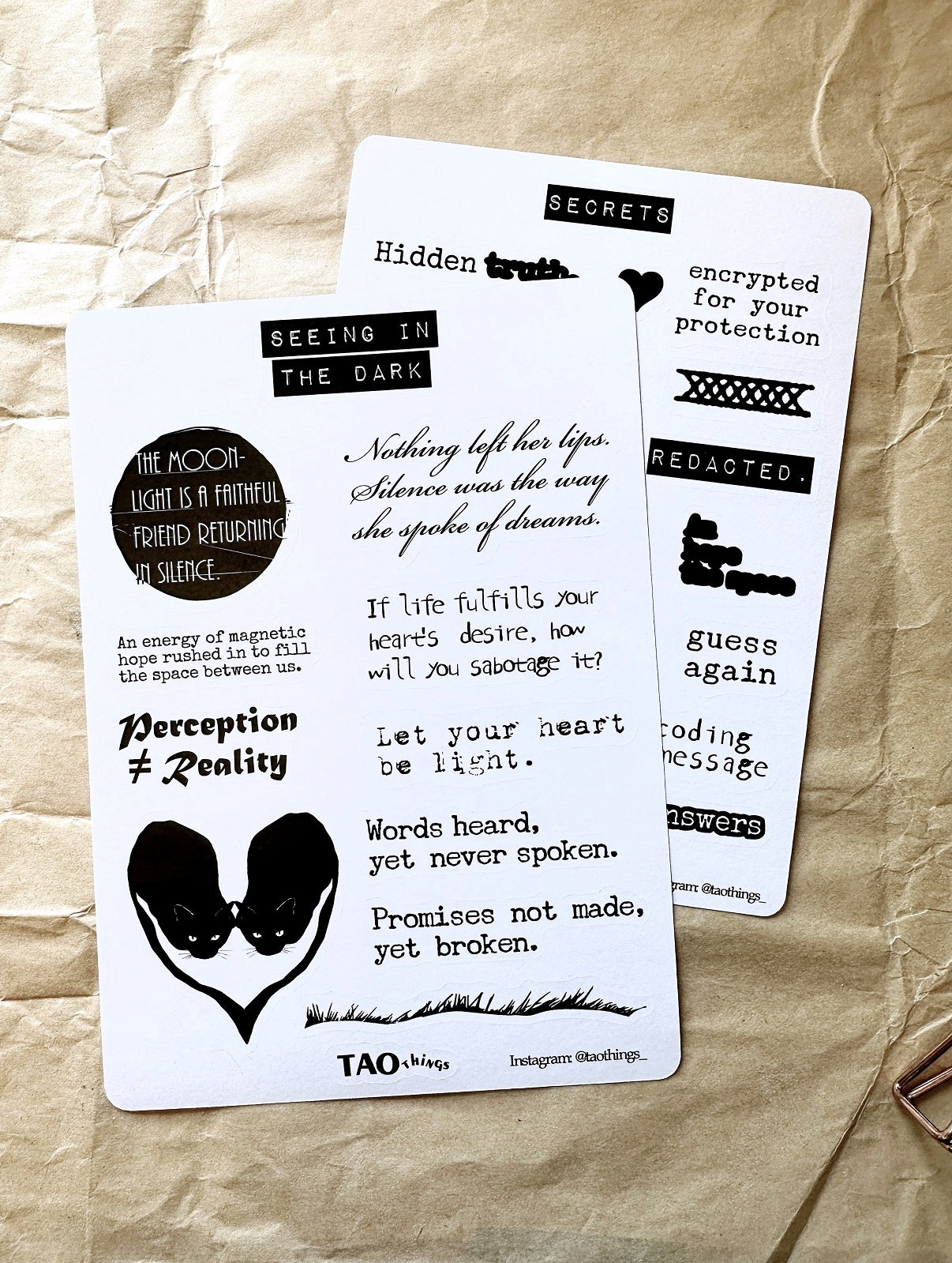 Seeing in the Dark / Secrets - sticker sheets by TAOthings Studio