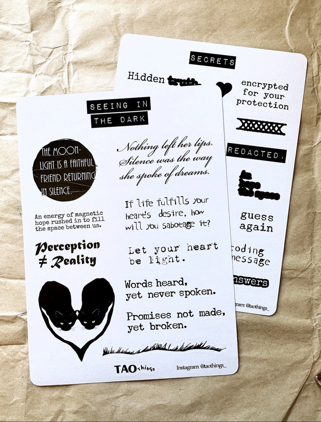 Seeing in the Dark / Secrets - sticker sheets by TAOthings Studio