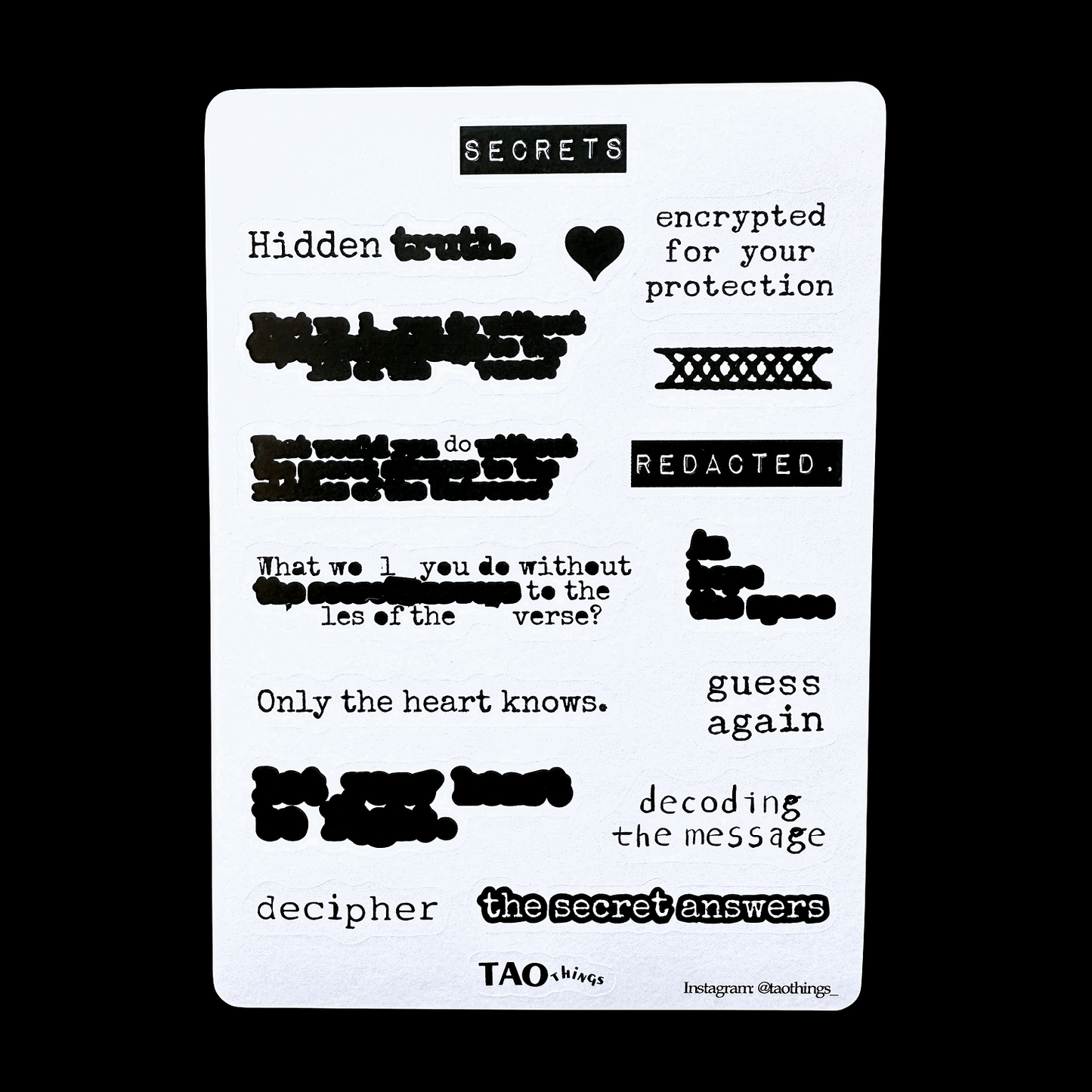 Seeing in the Dark / Secrets - sticker sheets by TAOthings Studio