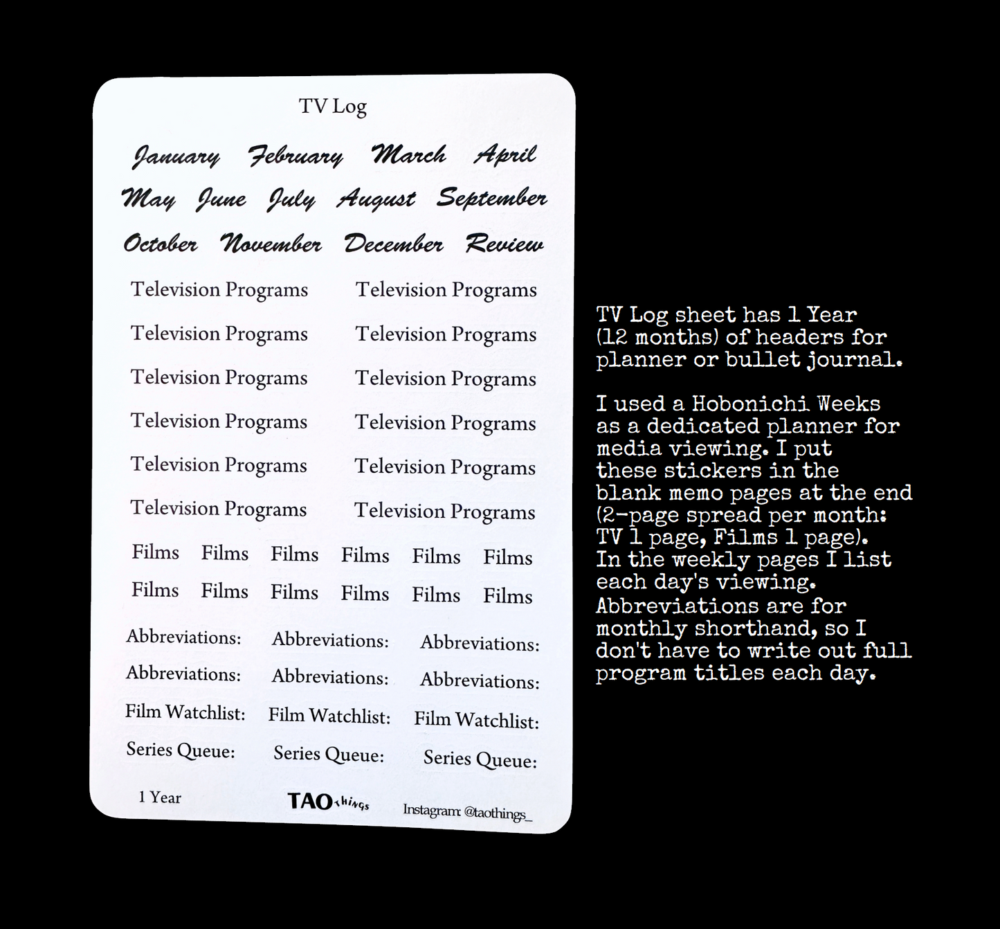 TV Planner Stickers - sticker sheets by TAOthings Studio