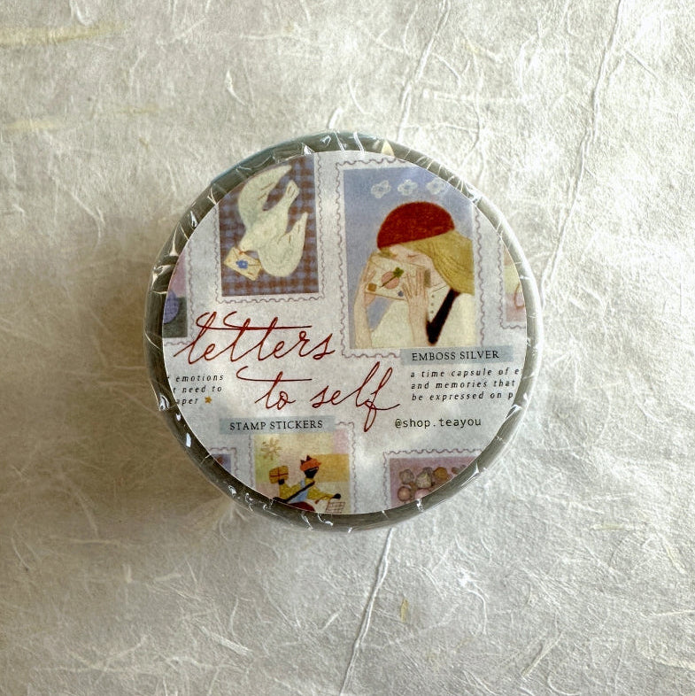 Teayou - Letters to Self emboss silver stamp sticker PET tape SAMPLES