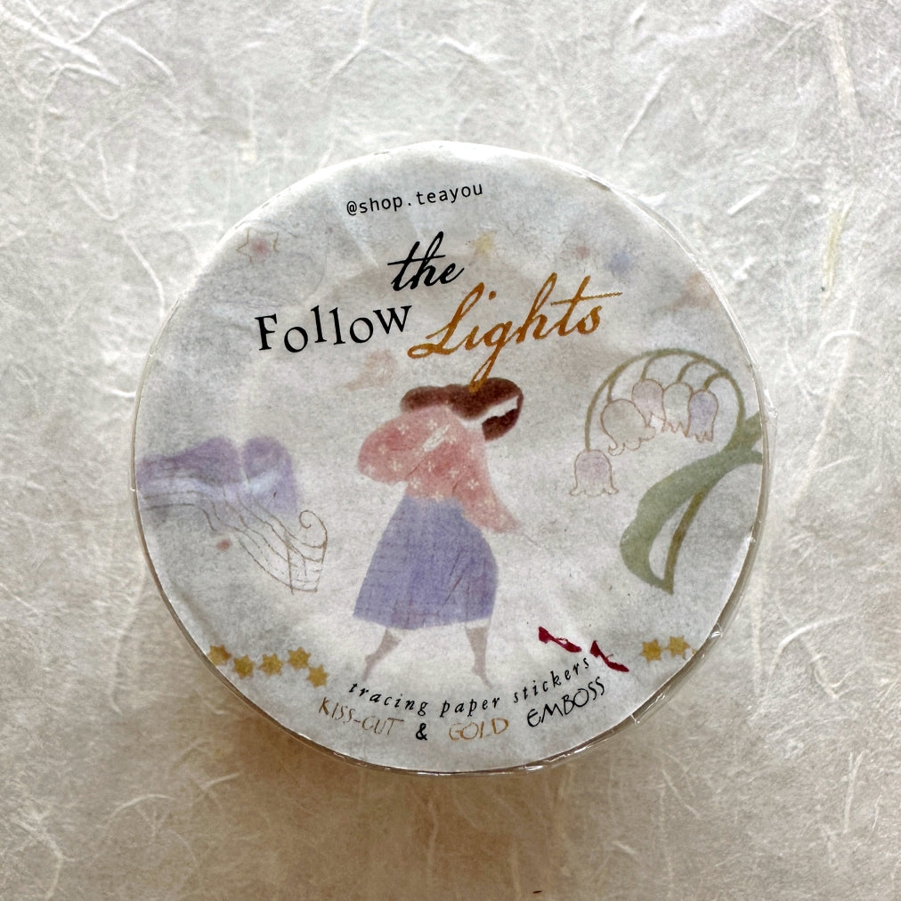 Teayou - Follow the Lights kiss-cut gold embossed tracing paper tape SAMPLES