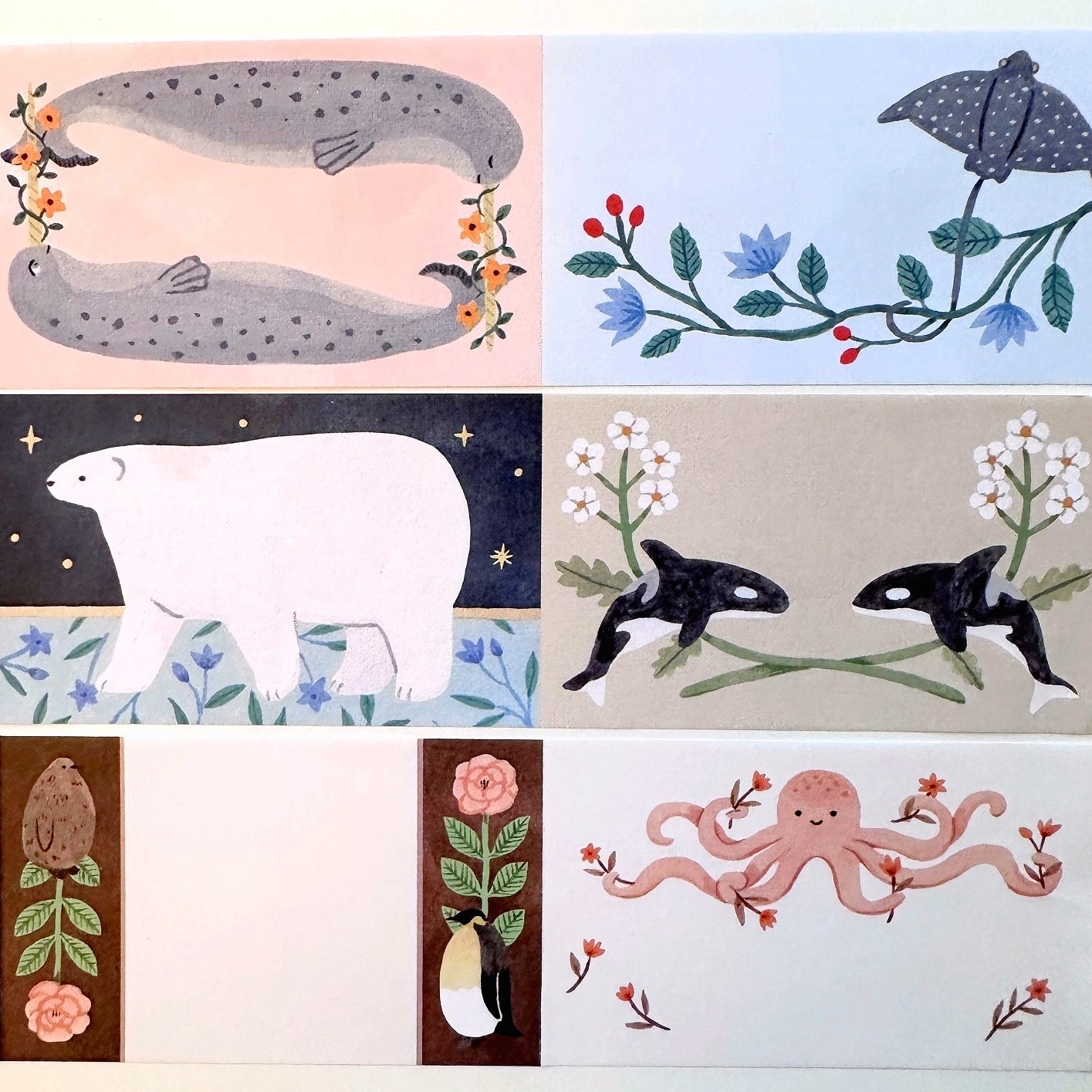 Eri Kamai - Ocean Animals writable sticky memo roll SAMPLES