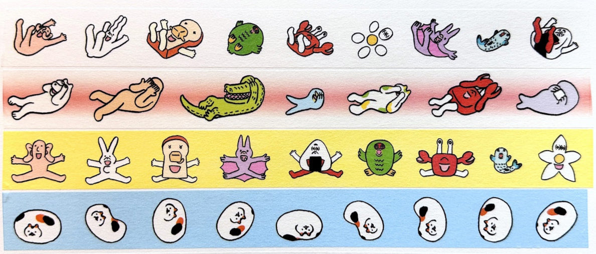 Makomo x Osoblanco - Rolling, Shy, Happy, & Rolling Cat washi tapes SAMPLES