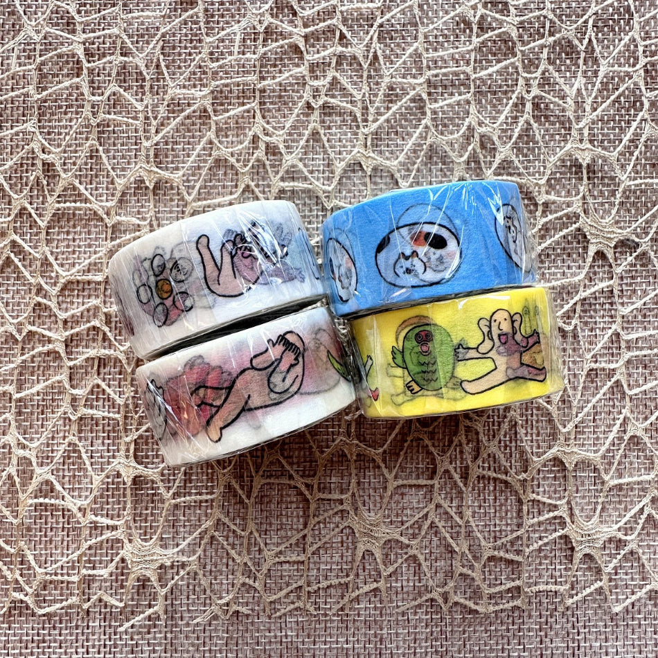 Makomo x Osoblanco - Rolling, Shy, Happy, & Rolling Cat washi tapes SAMPLES