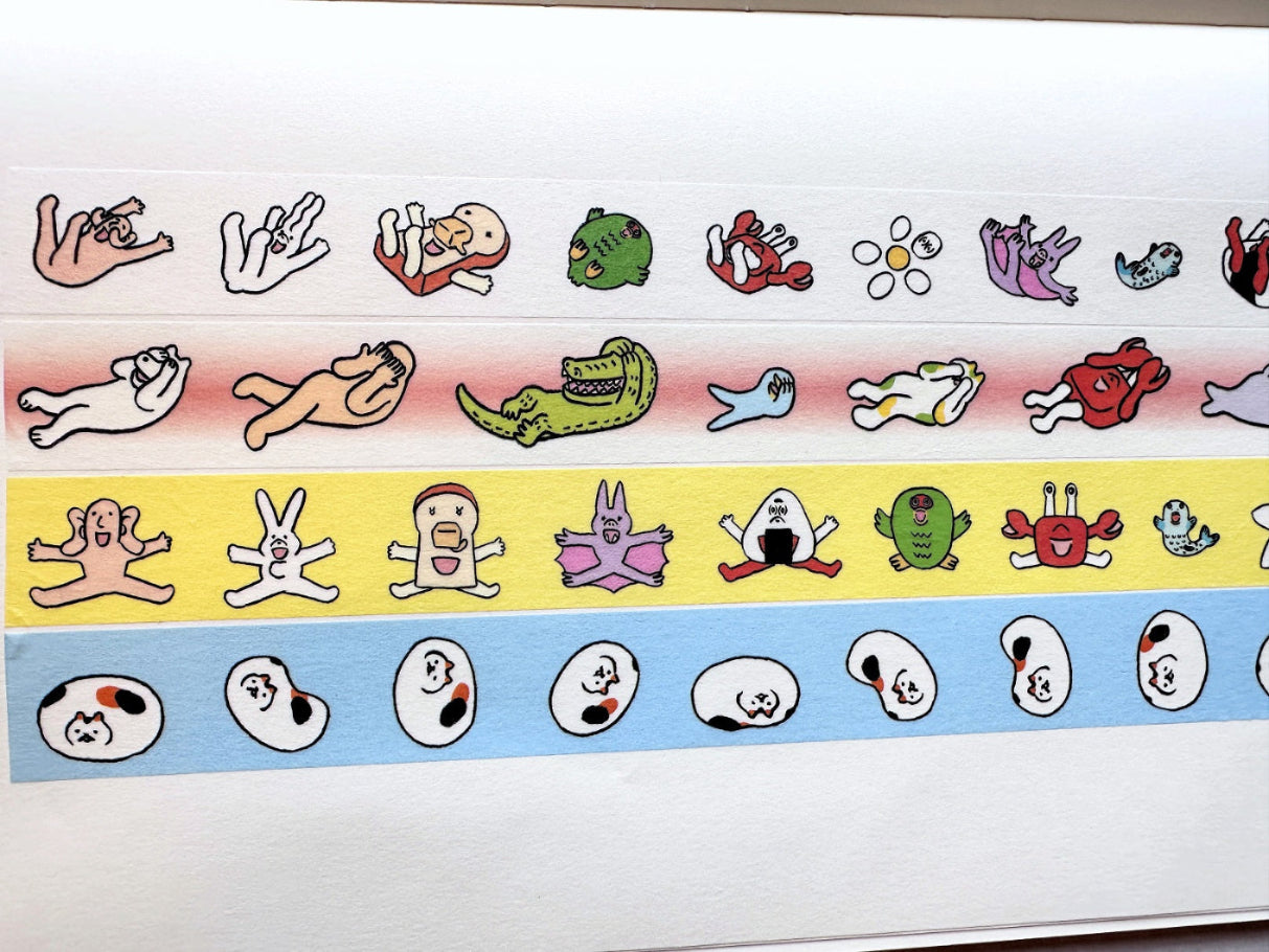 Makomo x Osoblanco - Rolling, Shy, Happy, & Rolling Cat washi tapes SAMPLES