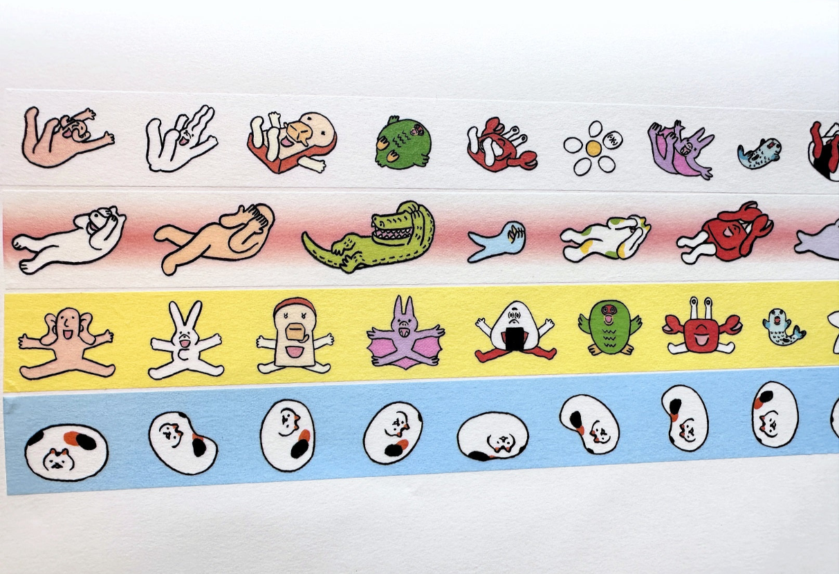 Makomo x Osoblanco - Rolling, Shy, Happy, & Rolling Cat washi tapes SAMPLES