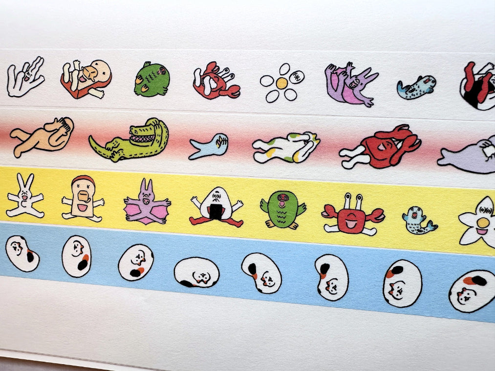 Makomo x Osoblanco - Rolling, Shy, Happy, & Rolling Cat washi tapes SAMPLES