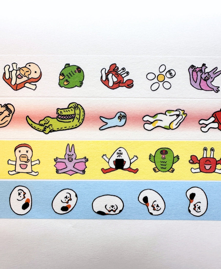 Makomo x Osoblanco - Rolling, Shy, Happy, & Rolling Cat washi tapes SAMPLES
