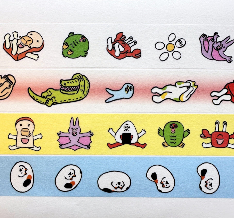 Makomo x Osoblanco - Rolling, Shy, Happy, & Rolling Cat washi tapes SAMPLES