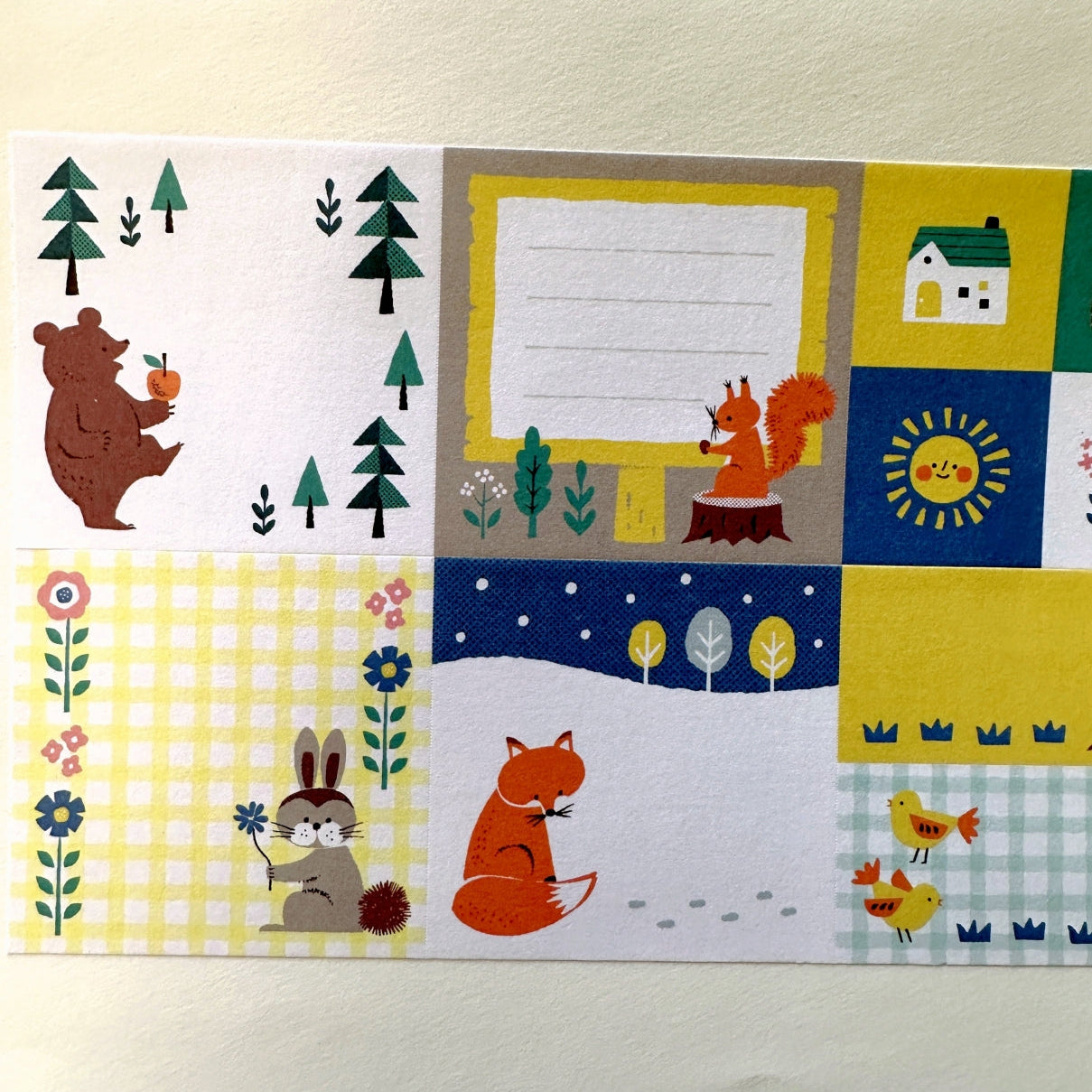 Mokuji - Forest Animals square sticky memo roll SAMPLES