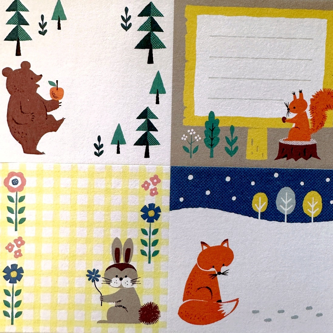 Mokuji - Forest Animals square sticky memo roll SAMPLES