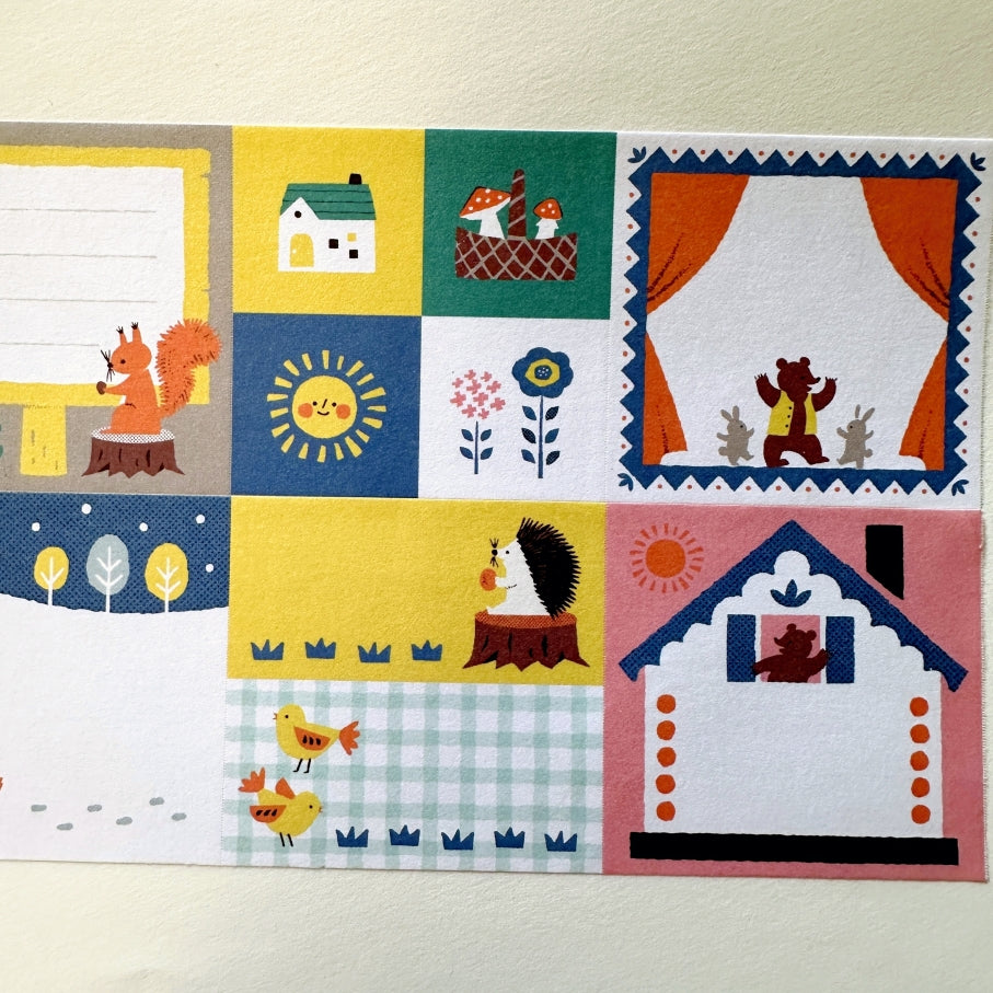 Mokuji - Forest Animals square sticky memo roll SAMPLES