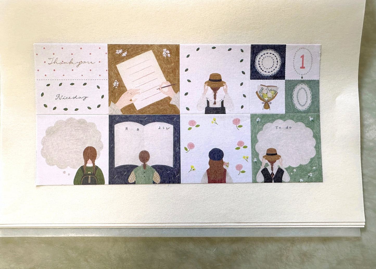 Kano Hirabayashi - Girl square sticky memo roll SAMPLES