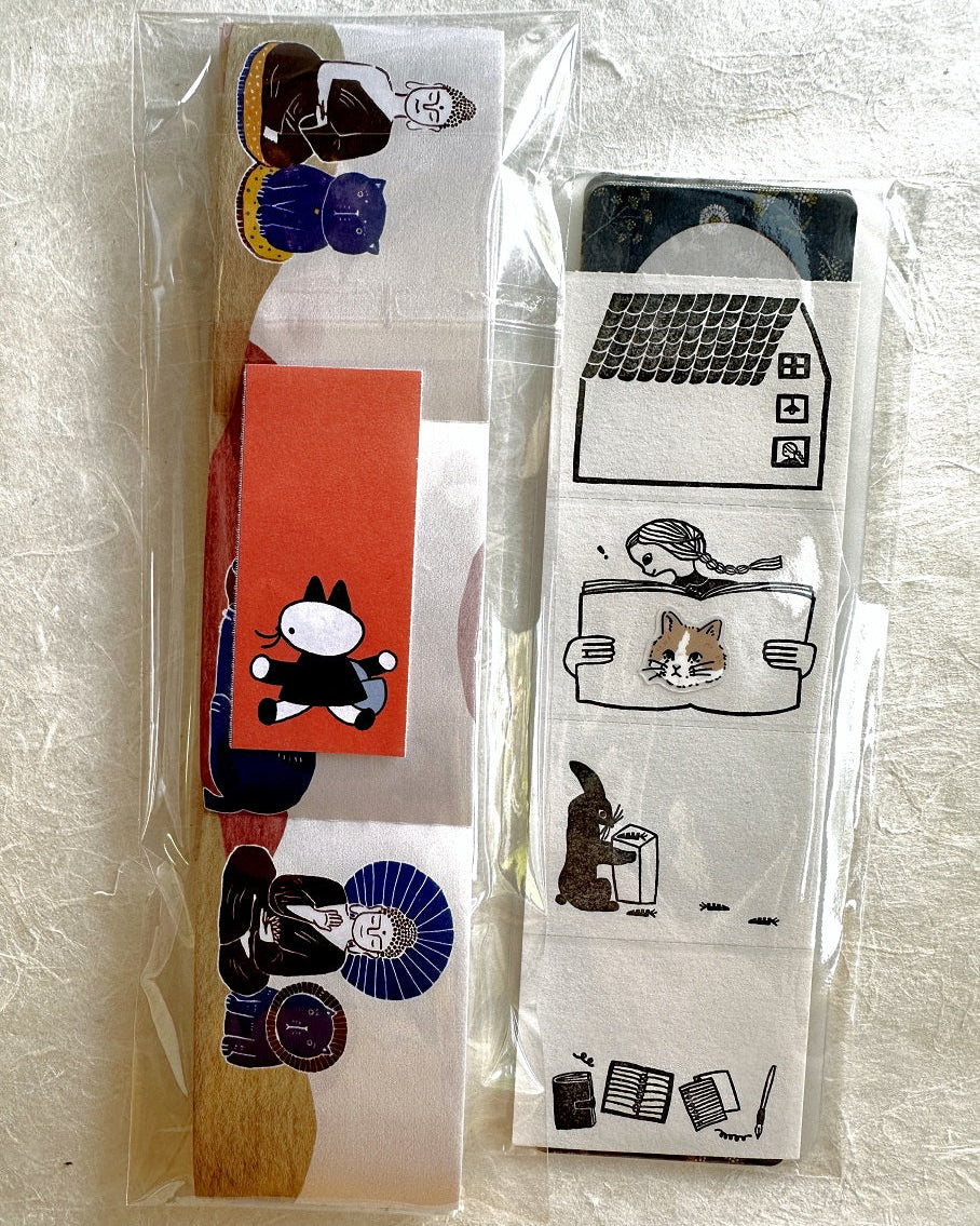Yarnball - Cat & Buddha writable perforated memo paper tape SAMPLES