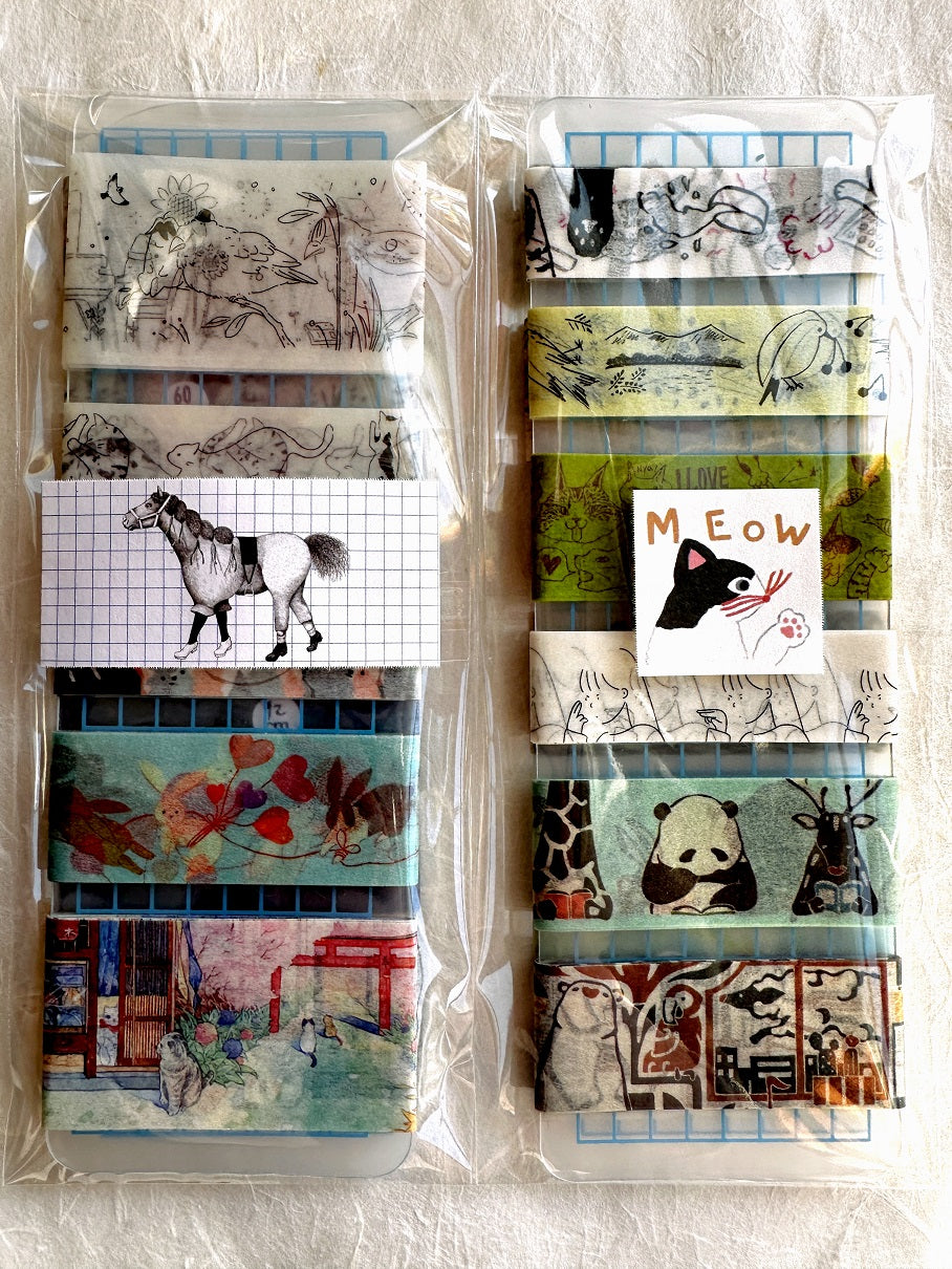 Tegamisha x Necktie - Playing with Cats mini square memo sticky roll SAMPLES