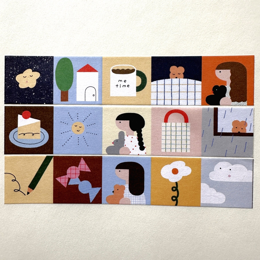 Tegamisha x Shimamura Hikari - Sun & Rain mini square memo sticky roll SAMPLES