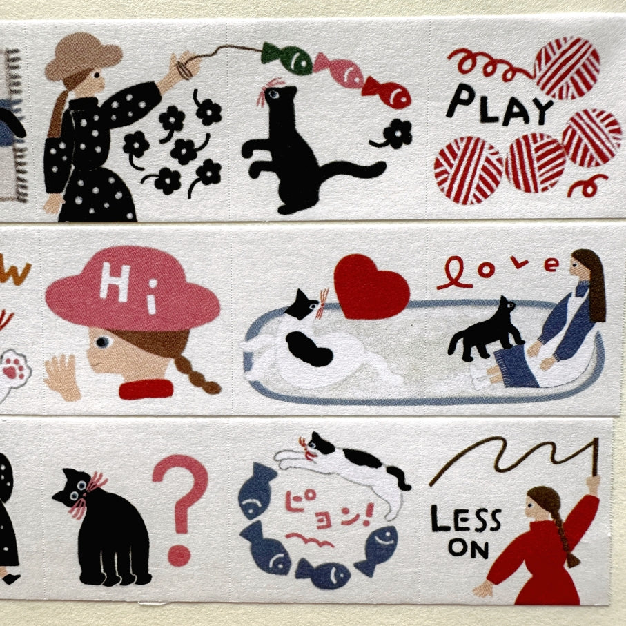 Tegamisha x Necktie - Playing with Cats mini square memo sticky roll SAMPLES