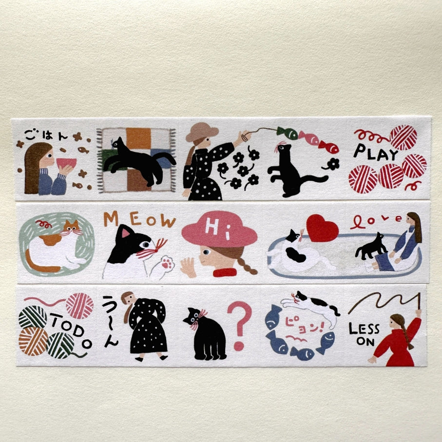 Tegamisha x Necktie - Playing with Cats mini square memo sticky roll SAMPLES