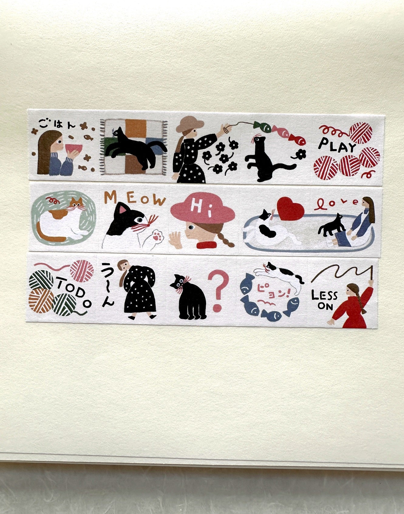 Tegamisha x Necktie - Playing with Cats mini square memo sticky roll SAMPLES