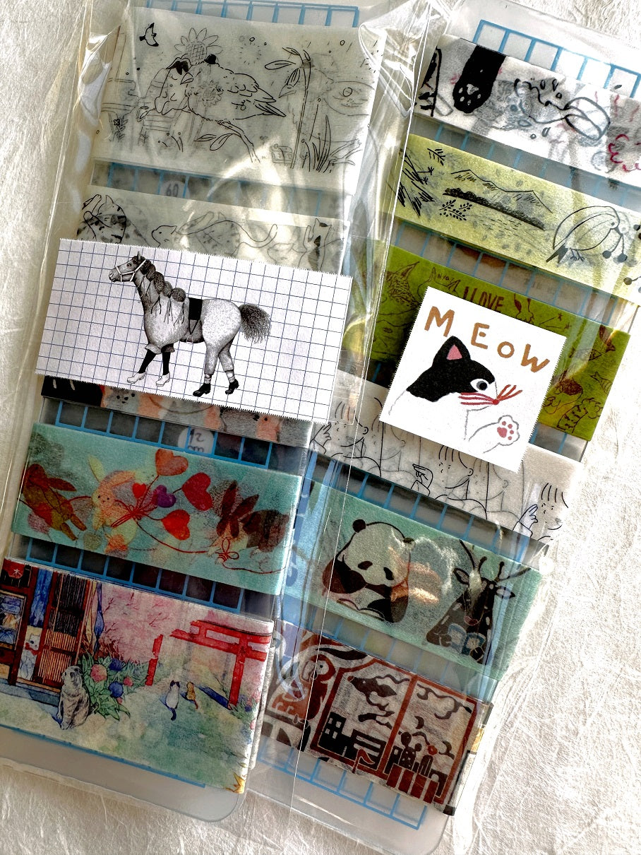 Tegamisha x Necktie - Playing with Cats mini square memo sticky roll SAMPLES
