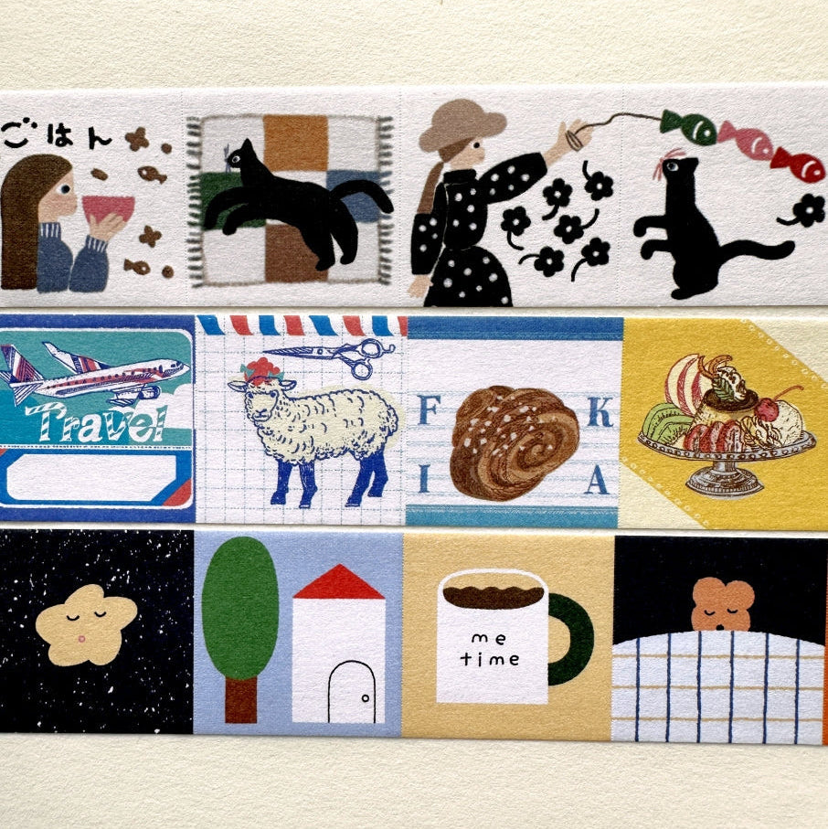 Tegamisha x Necktie - Playing with Cats mini square memo sticky roll SAMPLES