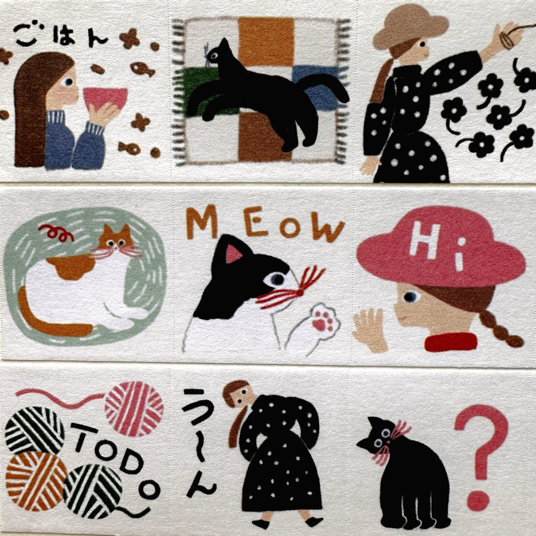 Tegamisha x Necktie - Playing with Cats mini square memo sticky roll SAMPLES