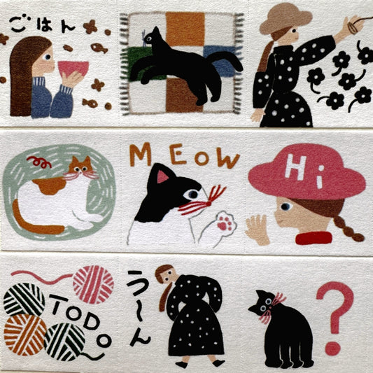 Tegamisha x Necktie - Playing with Cats mini square memo sticky roll SAMPLES