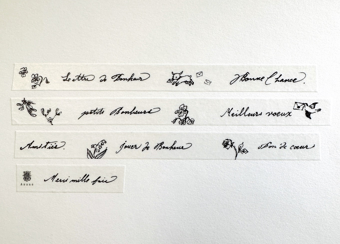 Ananö - Lettre de Bonheur slim washi tape SAMPLES