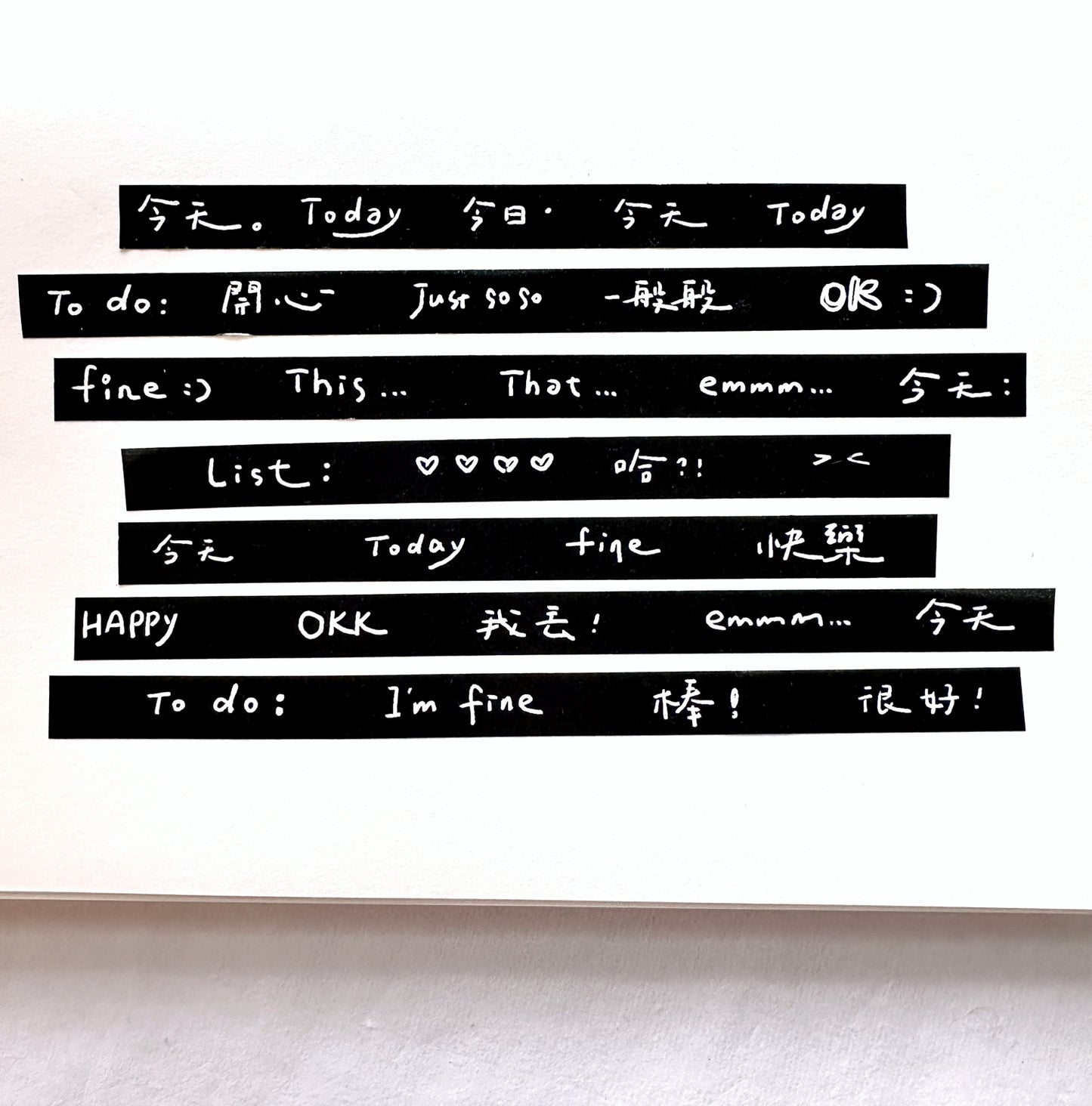 Wanle Studio - Today's Phrases slim washi tape SAMPLES