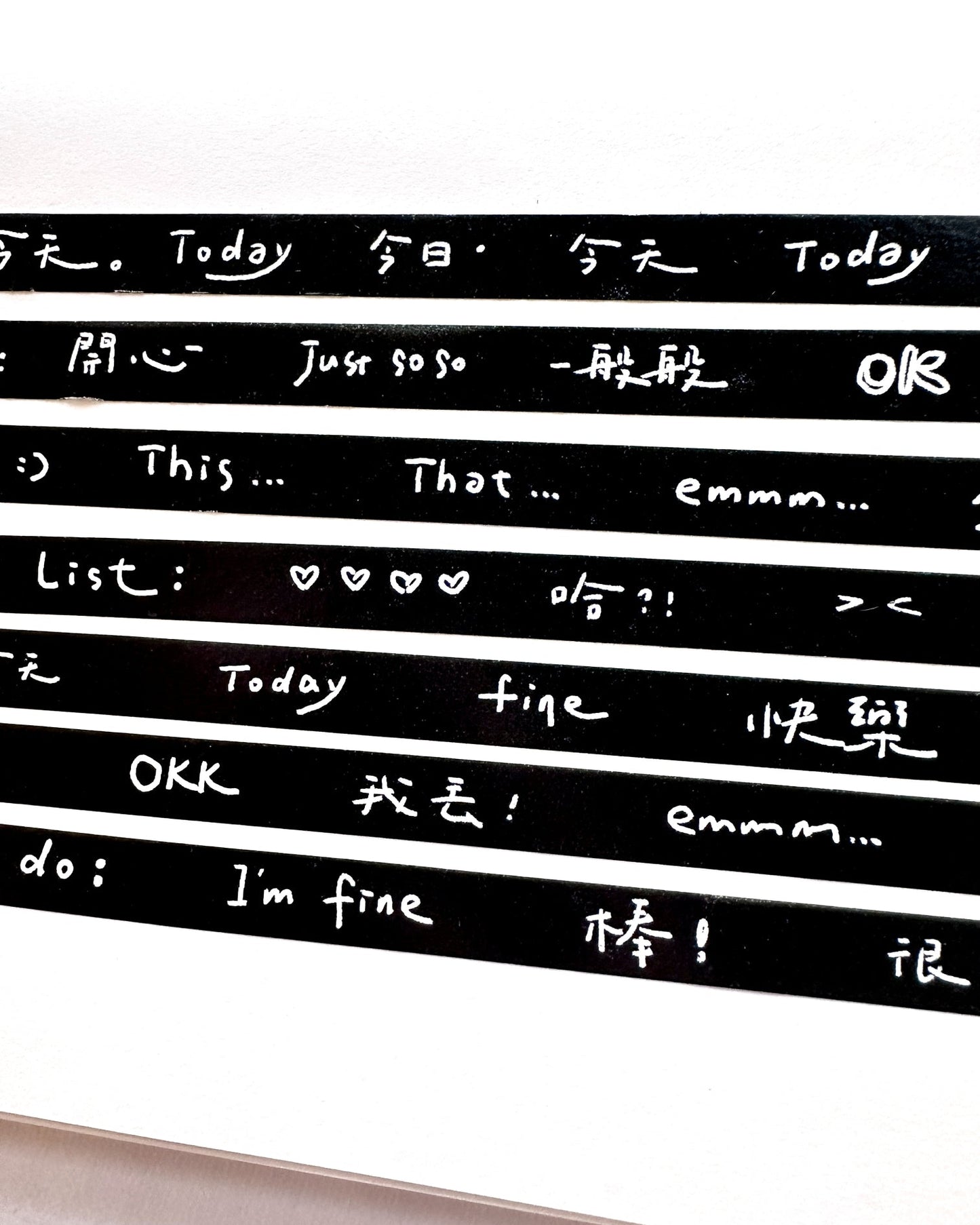 Wanle Studio - Today's Phrases slim washi tape SAMPLES