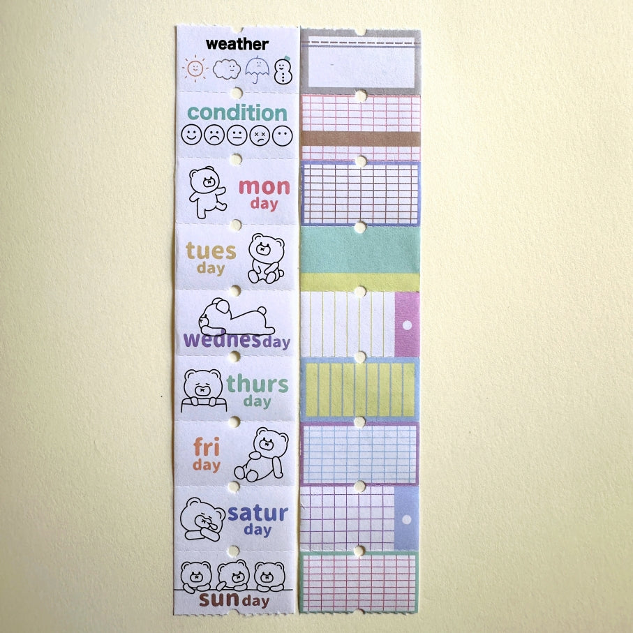 Tomoshop - Days of the Week & Pattern perforated label sticker rolls SAMPLES
