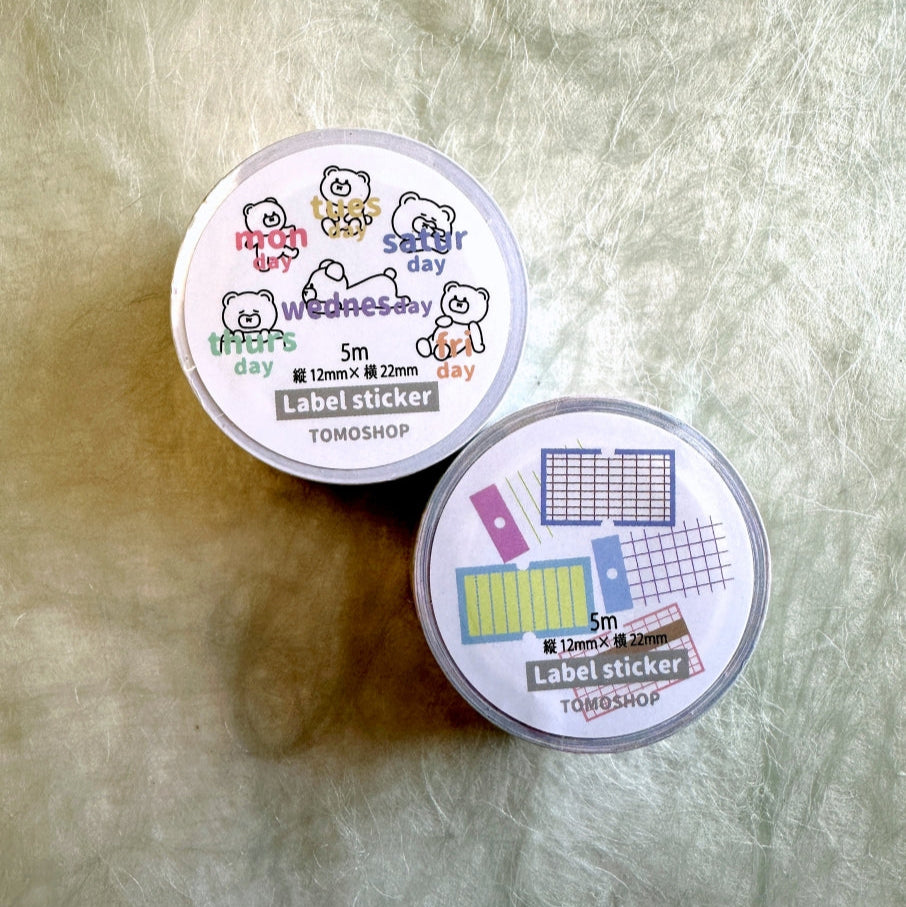 Tomoshop - Days of the Week & Pattern perforated label sticker rolls SAMPLES