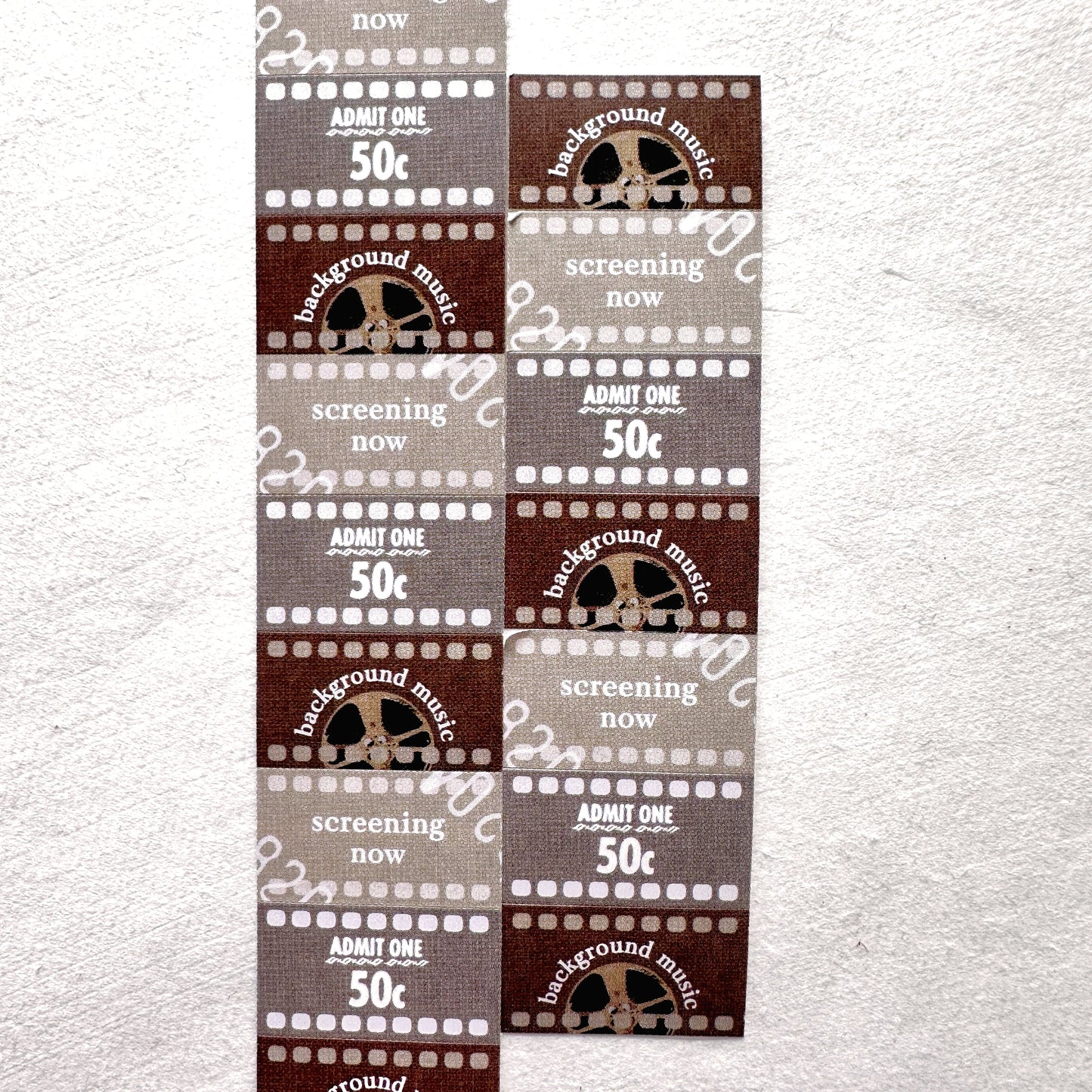 Traveling on Paper - About Film label sticker roll SAMPLES